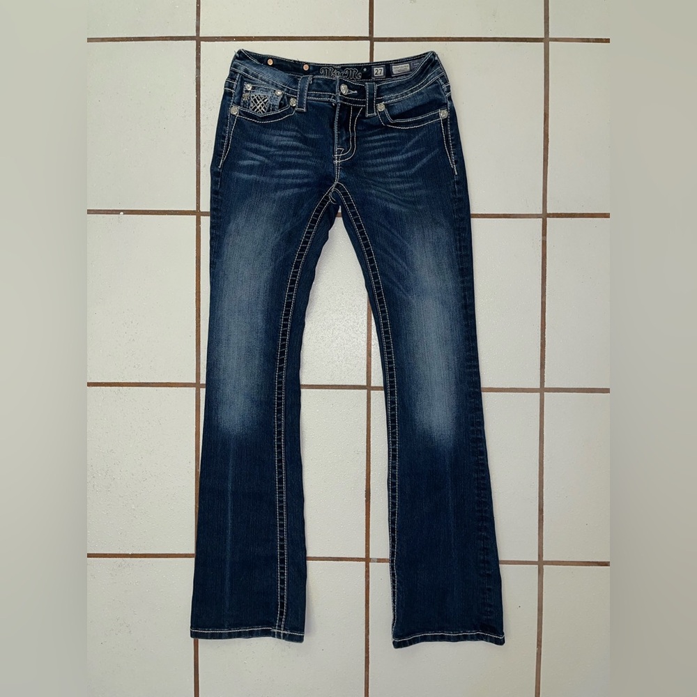 Miss Me Signature Skinny Jeans Size 27 Dark Wash Bling Pockets